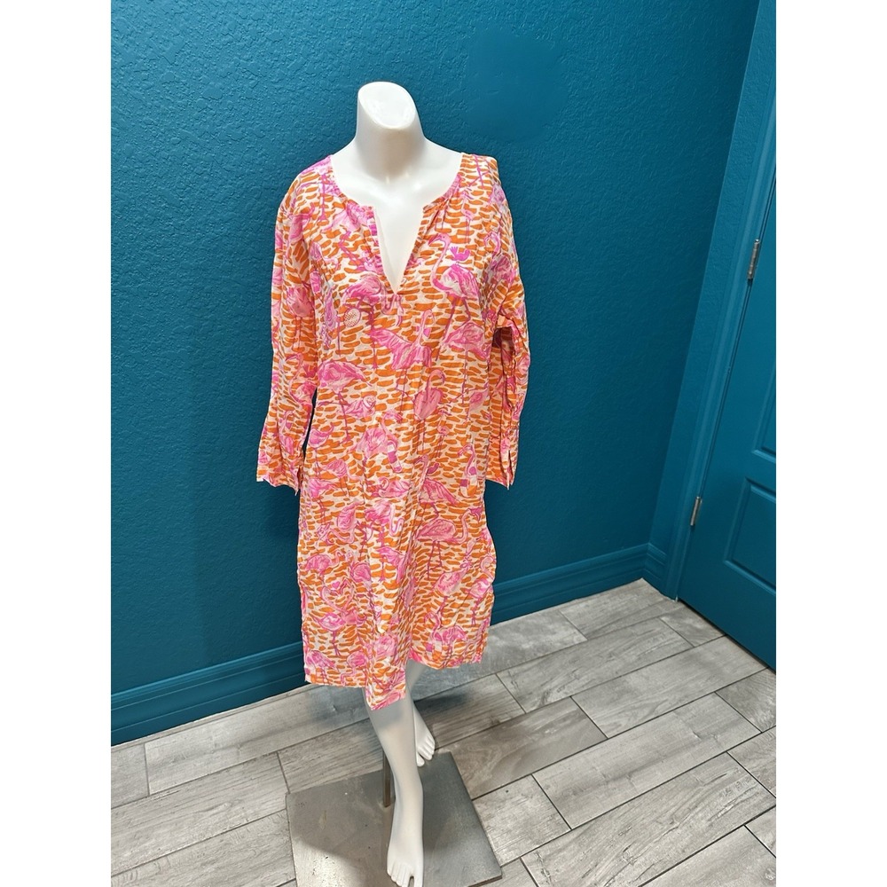 Gretchen Scott Orange/Pink Flamingo Tennis Swim Cover/Dress S‎